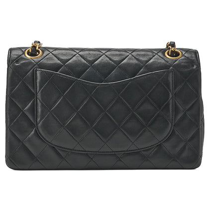 CHANEL Chain Shoulder Bag Matrasse Double Flap 23cm Lambskin Black Gold-Tone Hardware, Pre-Owned