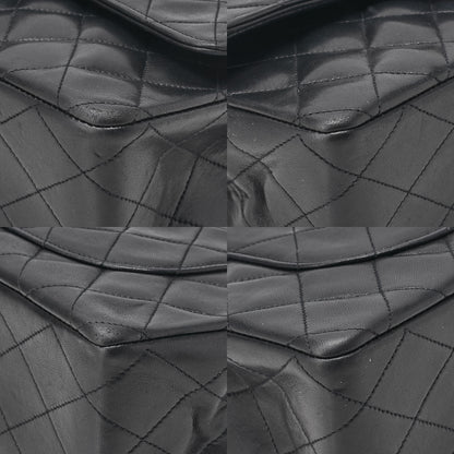 CHANEL Chain Shoulder Bag Matrasse Double Flap 23cm Lambskin Black Gold-Tone Hardware, Pre-Owned