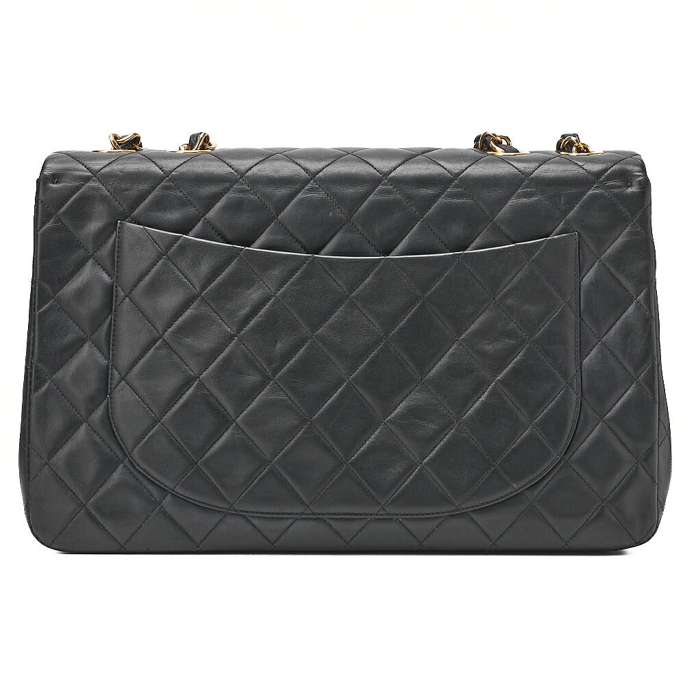 CHANEL Chain Shoulder Bag Deca Matrasse 34cm Single Flap Lambskin Black Gold-Tone Hardware, Pre-Owned