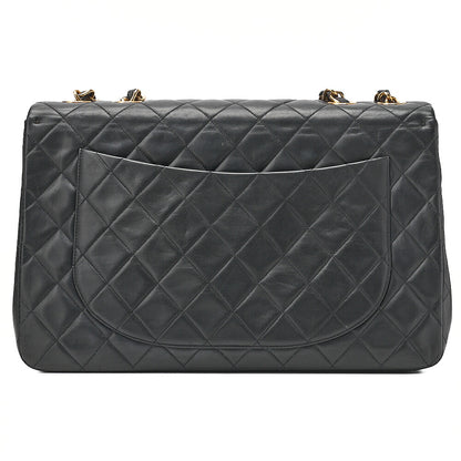 CHANEL Chain Shoulder Bag Deca Matrasse 34cm Single Flap Lambskin Black Gold-Tone Hardware, Pre-Owned