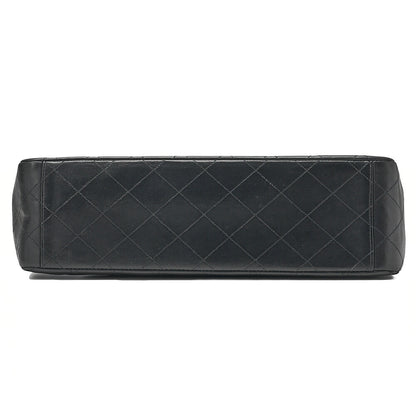 CHANEL Chain Shoulder Bag Deca Matrasse 34cm Single Flap Lambskin Black Gold-Tone Hardware, Pre-Owned