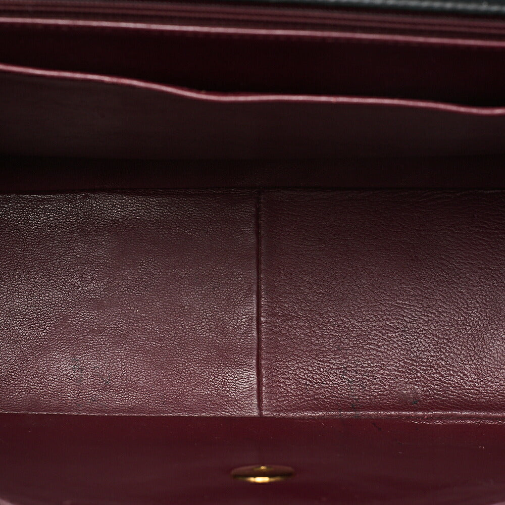 CHANEL Chain Shoulder Bag Deca Matrasse 34cm Single Flap Lambskin Black Gold-Tone Hardware, Pre-Owned