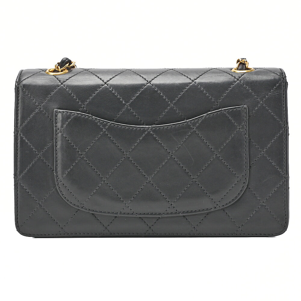 CHANEL Chain Shoulder Bag Matelasse 23cm Single Flap Lambskin Black Gold-Tone Hardware, Pre-Owned