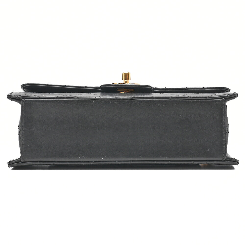 CHANEL Chain Shoulder Bag Matelasse 23cm Single Flap Lambskin Black Gold-Tone Hardware, Pre-Owned