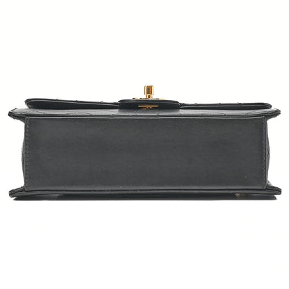 CHANEL Chain Shoulder Bag Matelasse 23cm Single Flap Lambskin Black Gold-Tone Hardware, Pre-Owned