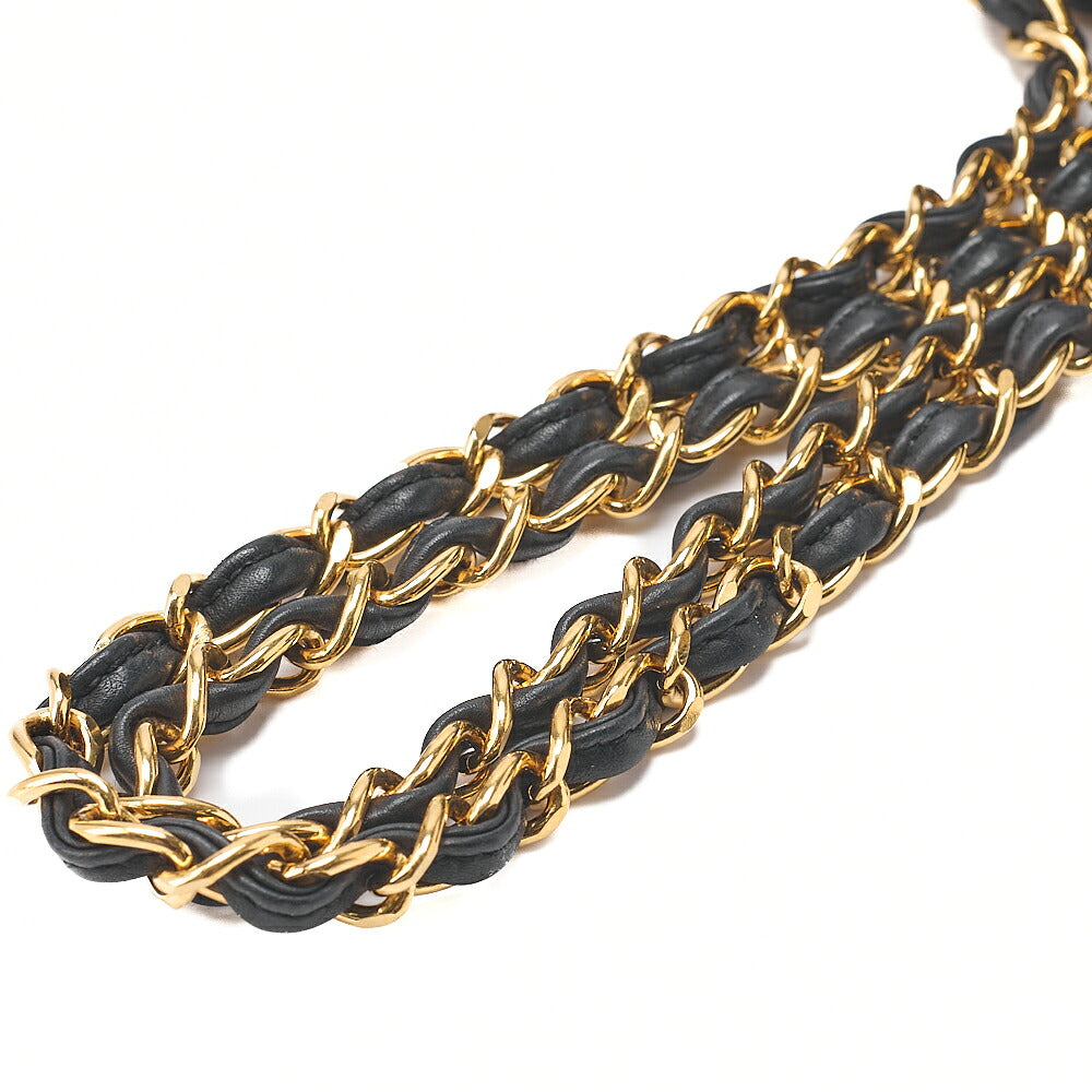 CHANEL Chain Shoulder Bag Matelasse 23cm Single Flap Lambskin Black Gold-Tone Hardware, Pre-Owned