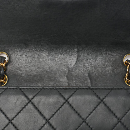 CHANEL Chain Shoulder Bag Matelasse 23cm Single Flap Lambskin Black Gold-Tone Hardware, Pre-Owned