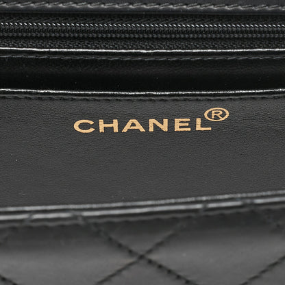 CHANEL Chain Shoulder Bag Matelasse 23cm Single Flap Lambskin Black Gold-Tone Hardware, Pre-Owned