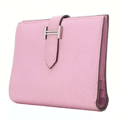 HERMES Bell Compact Bi-fold Wallet Epson Pink Silver-Tone Hardware, Pre-Owned