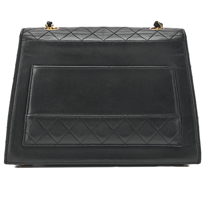 CHANEL Lambskin Matrasse Trapezoidal 2.55 Turnlock Single Flap Chain Shoulder Black Gold-Tone Hardware, Pre-Owned