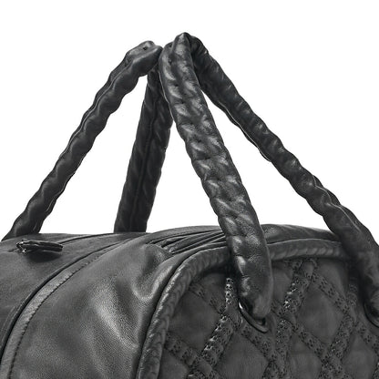 CHANEL ウルトラスティッチ ココマーク ショルダーバッグ ボストン ラムスキン 黒 シルバー金具 中古
