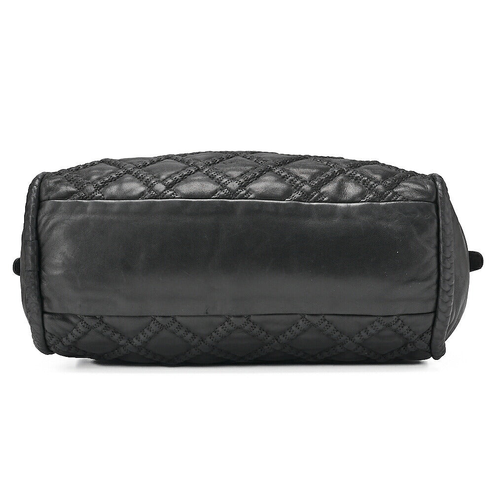CHANEL ウルトラスティッチ ココマーク ショルダーバッグ ボストン ラムスキン 黒 シルバー金具 中古