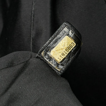 CHANEL ウルトラスティッチ ココマーク ショルダーバッグ ボストン ラムスキン 黒 シルバー金具 中古