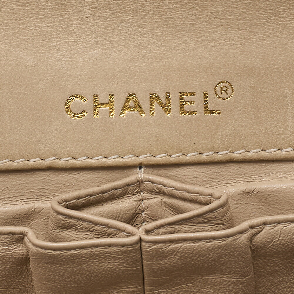 CHANEL Shoulder Bag Chocolate Bar Lambskin x Enamel Beige x Black Gold-Tone Hardware, Pre-Owned