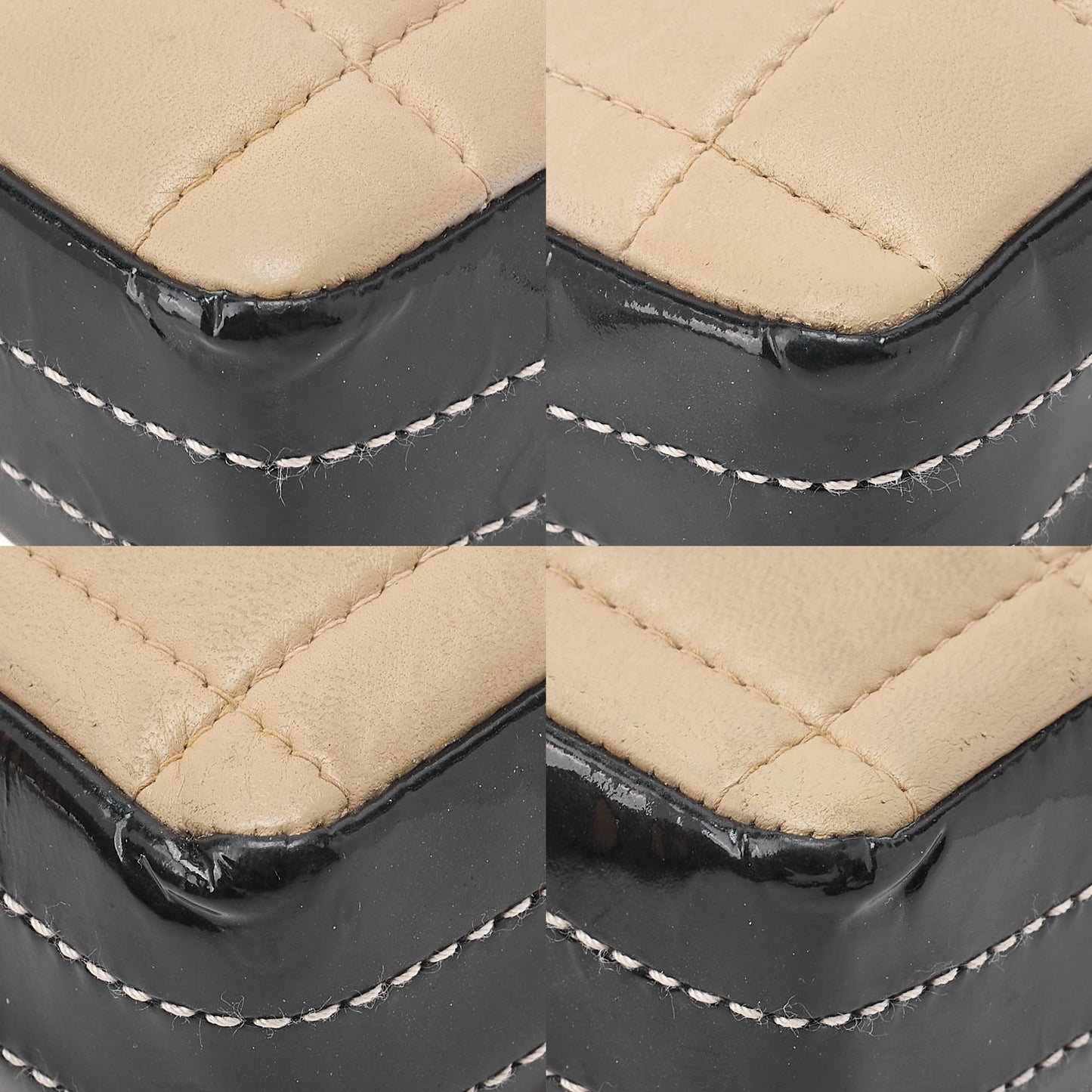 CHANEL Shoulder Bag Chocolate Bar Lambskin x Enamel Beige x Black Gold-Tone Hardware, Pre-Owned