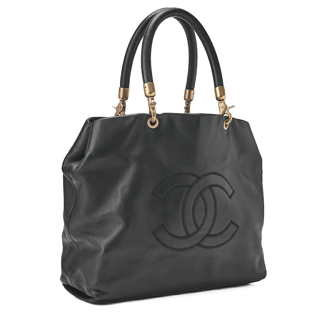 CHANEL Handbag (Removable Handle) Cocomark Caviar Skin Black Gold-Tone Hardware, Pre-Owned