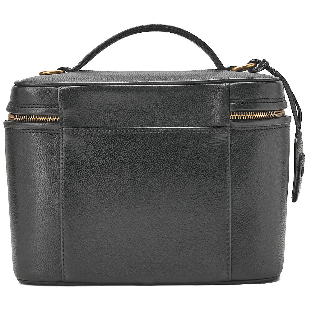 CHANEL Shoulder Bag Cocomark Vanity 2way Caviar Skin Black Gold-Tone Hardware, Pre-Owned