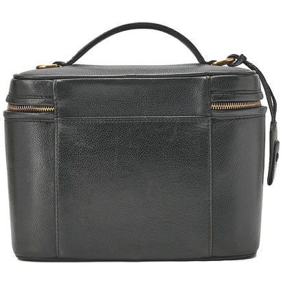 CHANEL Shoulder Bag Cocomark Vanity 2way Caviar Skin Black Gold-Tone Hardware, Pre-Owned