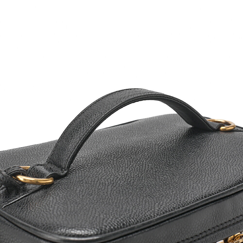 CHANEL Shoulder Bag Cocomark Vanity 2way Caviar Skin Black Gold-Tone Hardware, Pre-Owned