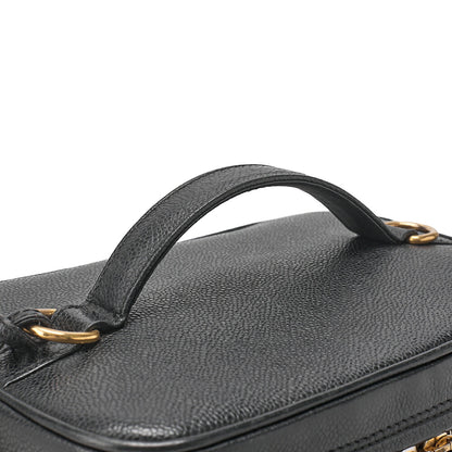 CHANEL Shoulder Bag Cocomark Vanity 2way Caviar Skin Black Gold-Tone Hardware, Pre-Owned
