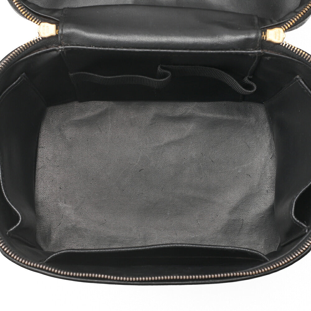 CHANEL Shoulder Bag Cocomark Vanity 2way Caviar Skin Black Gold-Tone Hardware, Pre-Owned