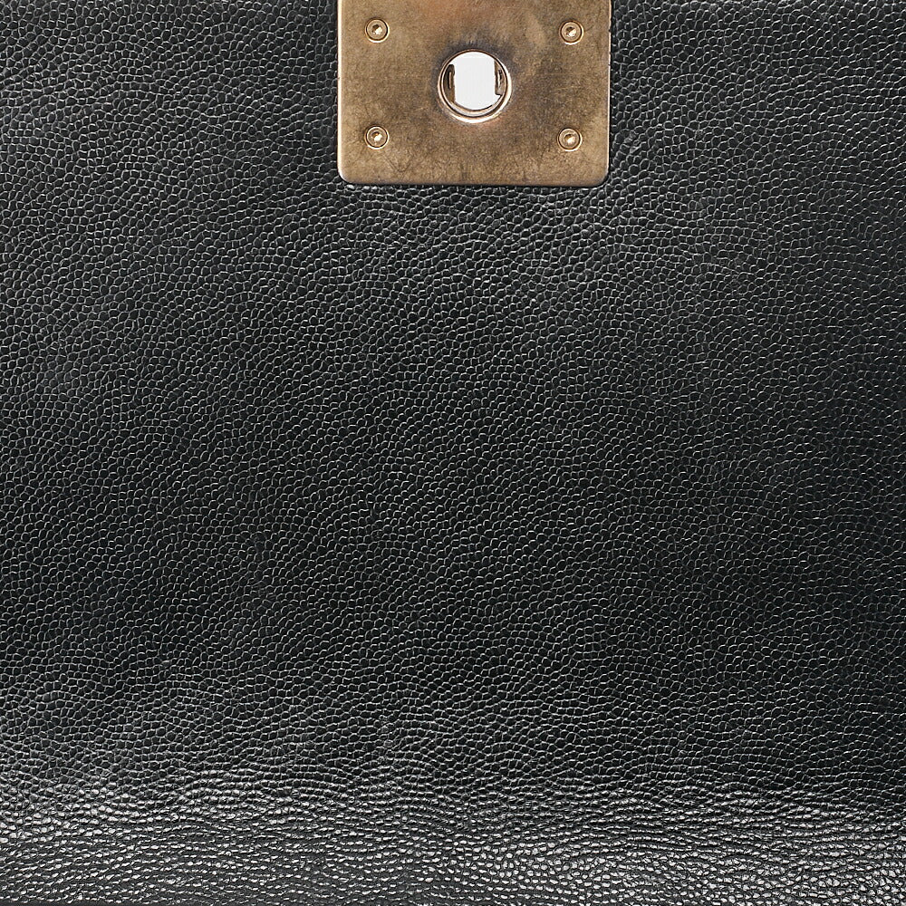 CHANEL Boy Chanel V-Stitch Chain Shoulder Bag Caviar Skin Black Gold-Tone Hardware, Pre-Owned