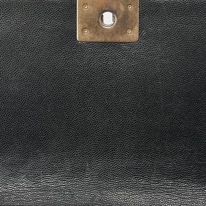 CHANEL Boy Chanel V-Stitch Chain Shoulder Bag Caviar Skin Black Gold-Tone Hardware, Pre-Owned