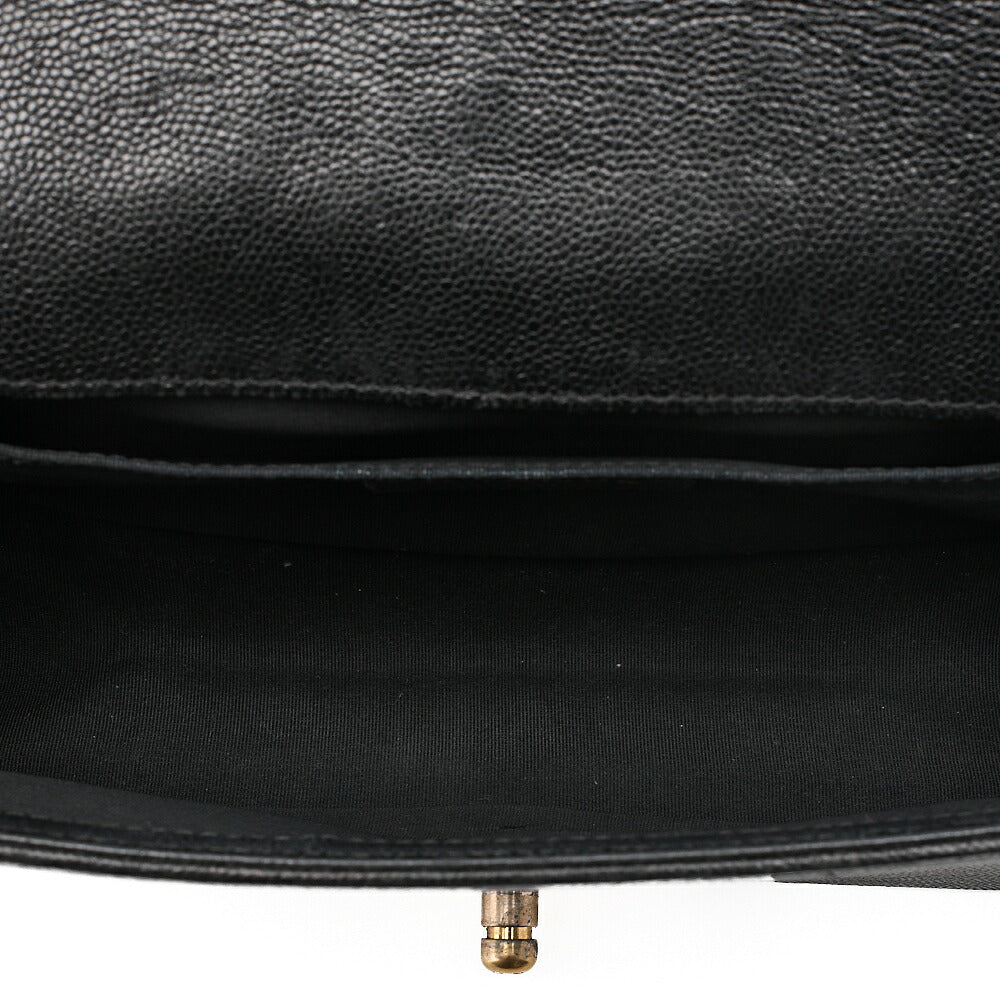 CHANEL Boy Chanel V-Stitch Chain Shoulder Bag Caviar Skin Black Gold-Tone Hardware, Pre-Owned