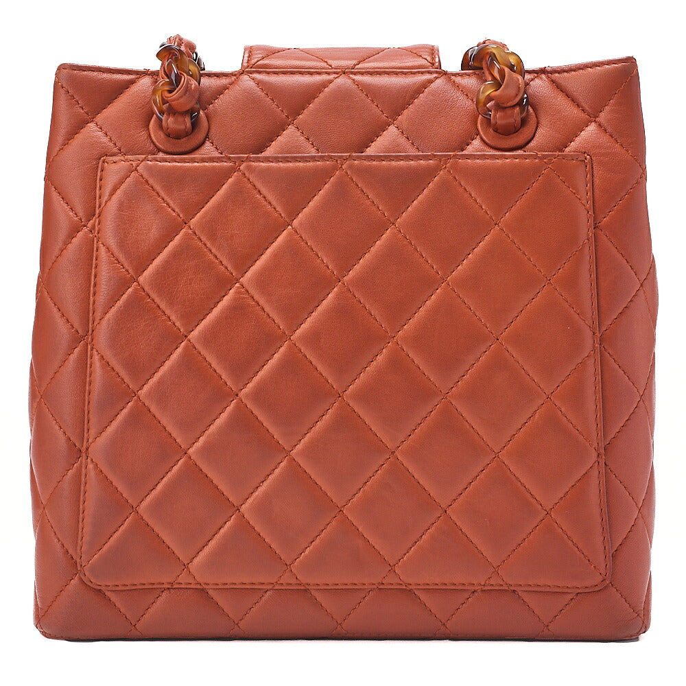 CHANEL Handbag Matrasse Tortoiseshell Chain Tote Lambskin Orange Gold-Tone Hardware, Pre-Owned