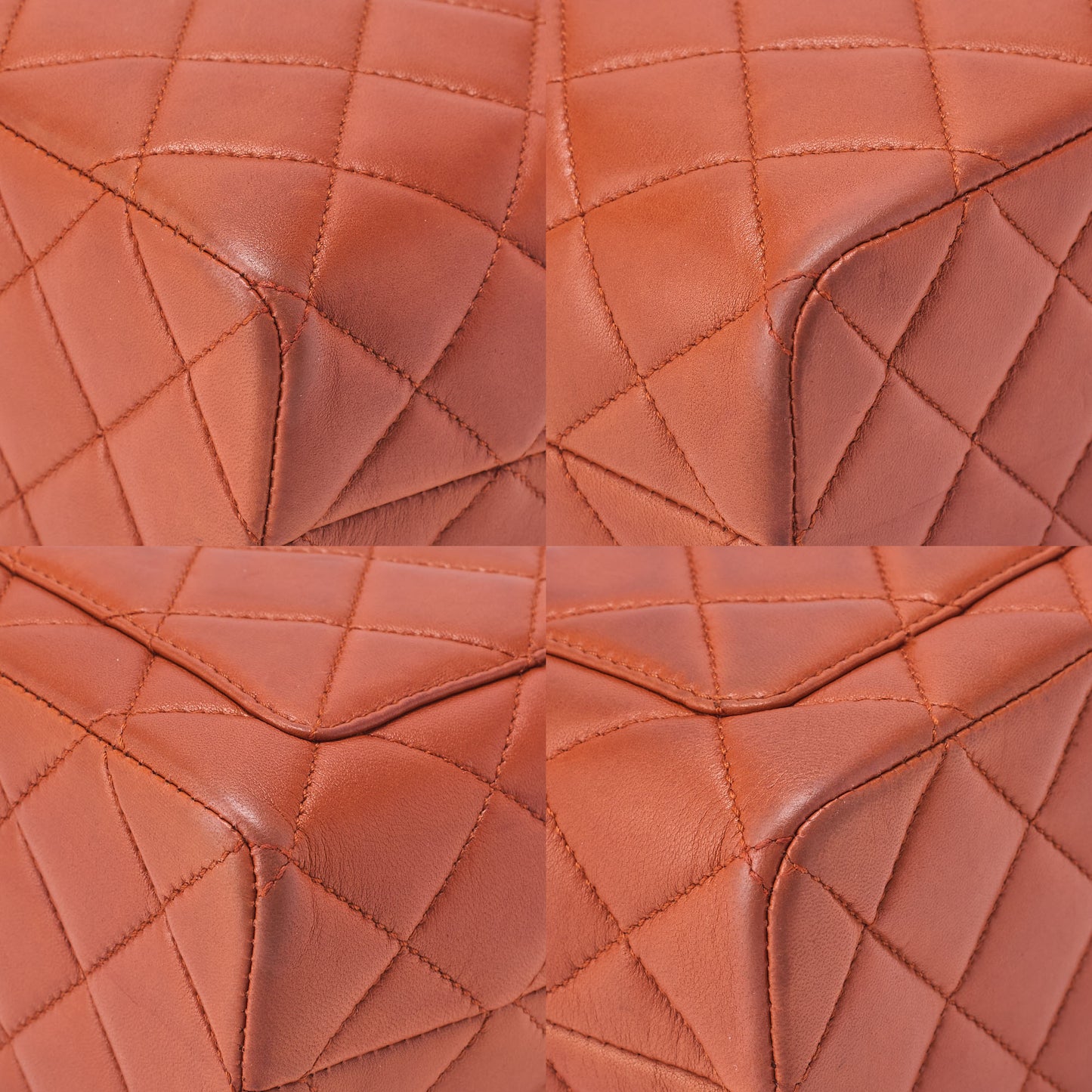 CHANEL Handbag Matrasse Tortoiseshell Chain Tote Lambskin Orange Gold-Tone Hardware, Pre-Owned