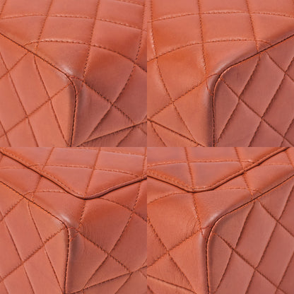 CHANEL Handbag Matrasse Tortoiseshell Chain Tote Lambskin Orange Gold-Tone Hardware, Pre-Owned