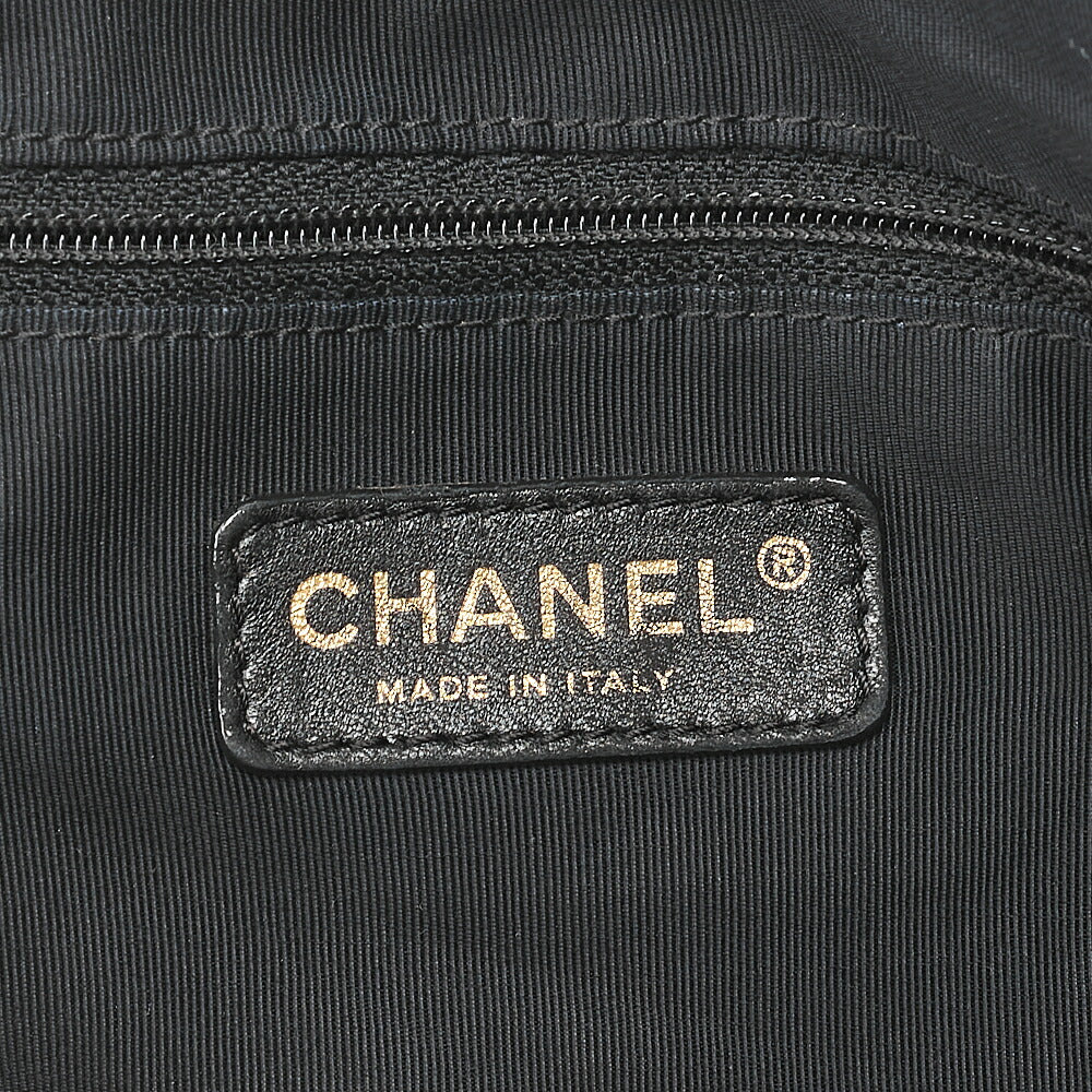 CHANEL Coco Mark Fringe Chain Tote Bag Lambskin Black Gold-Tone Hardware, Pre-Owned