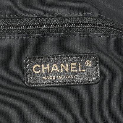 CHANEL Coco Mark Fringe Chain Tote Bag Lambskin Black Gold-Tone Hardware, Pre-Owned