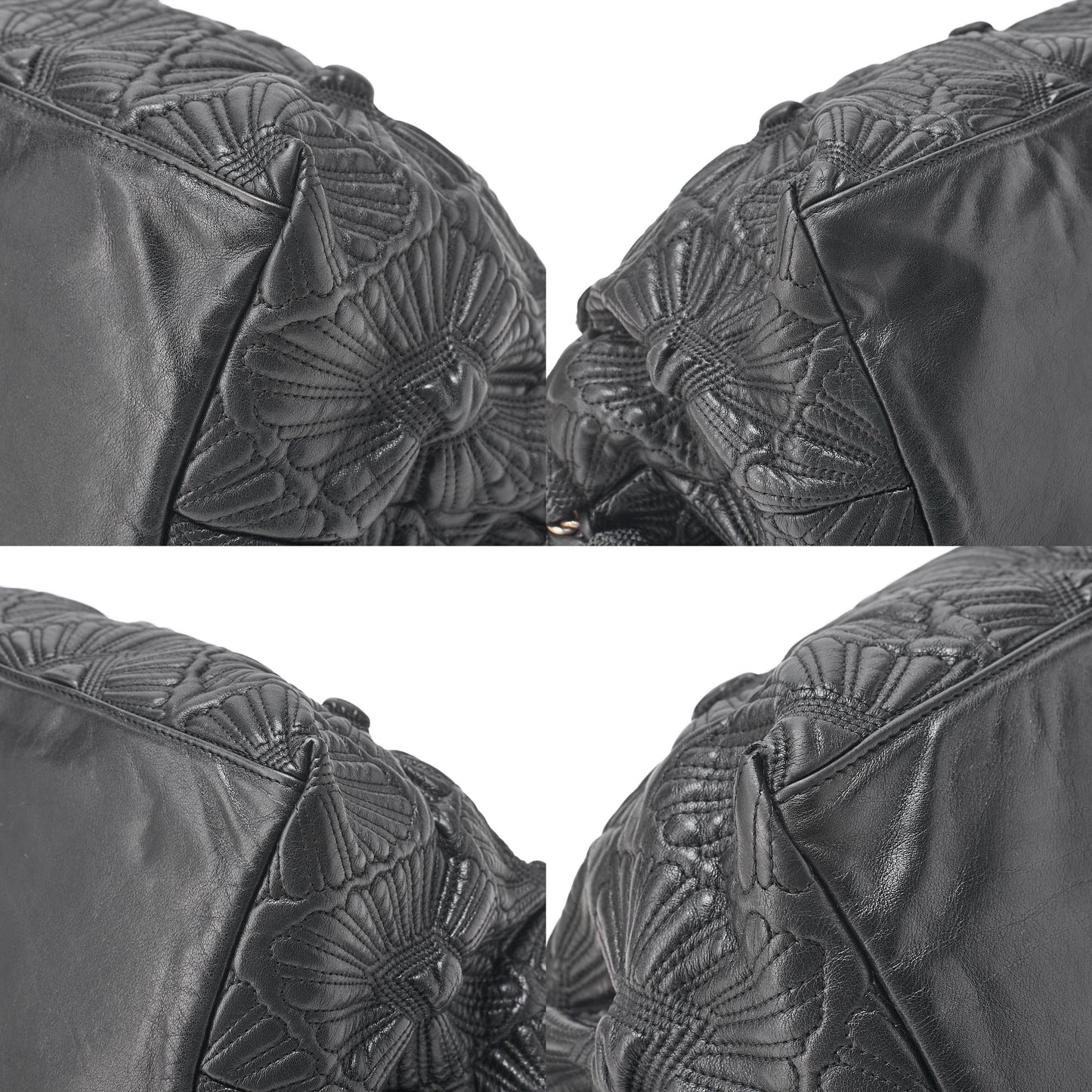 CHANEL Coco Mark Fringe Chain Tote Bag Lambskin Black Gold-Tone Hardware, Pre-Owned