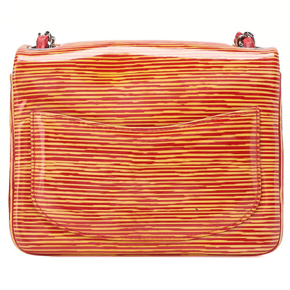 CHANEL Coco Mark Single Flap Single Chain Bag Enamel x Lambskin Red X Orange Silver-Tone Hardware, Pre-Owned