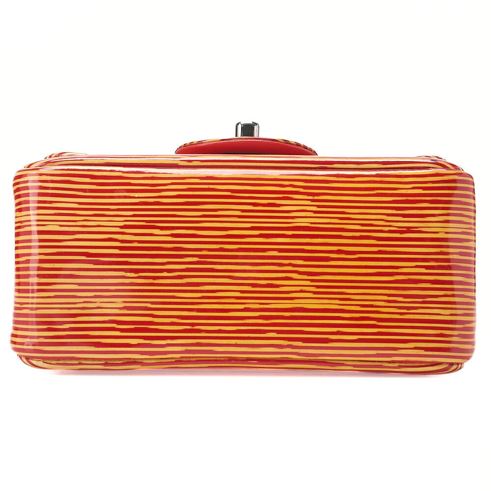 CHANEL Coco Mark Single Flap Single Chain Bag Enamel x Lambskin Red X Orange Silver-Tone Hardware, Pre-Owned