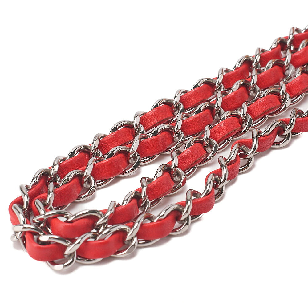 CHANEL Coco Mark Single Flap Single Chain Bag Enamel x Lambskin Red X Orange Silver-Tone Hardware, Pre-Owned