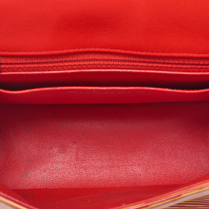 CHANEL Coco Mark Single Flap Single Chain Bag Enamel x Lambskin Red X Orange Silver-Tone Hardware, Pre-Owned