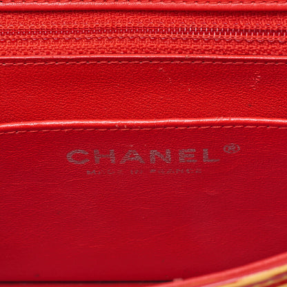 CHANEL Coco Mark Single Flap Single Chain Bag Enamel x Lambskin Red X Orange Silver-Tone Hardware, Pre-Owned