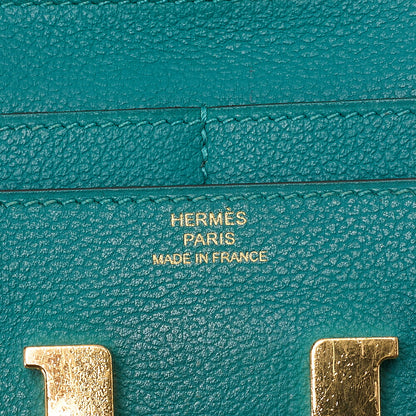 HERMES コンスタンス コンパクト 二つ折り財布 スイフト エヴァーカラー ヴェールジェイド ゴールド金具 中古品