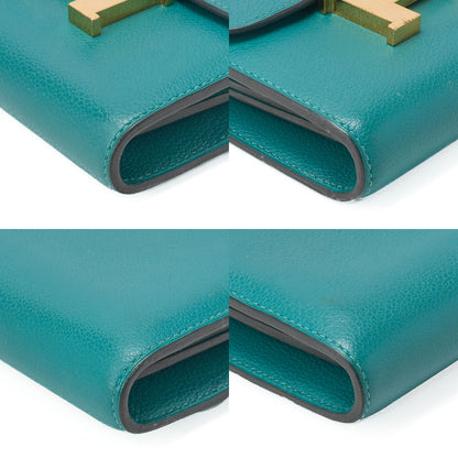 HERMES コンスタンス コンパクト 二つ折り財布 スイフト エヴァーカラー ヴェールジェイド ゴールド金具 中古品