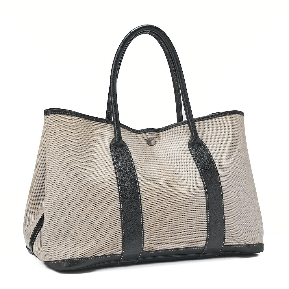 HERMES Garden Party PM Handbag Toal Officer Gray Silver-Tone Hardware, Pre-Owned