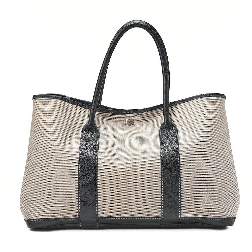 HERMES Garden Party PM Handbag Toal Officer Gray Silver-Tone Hardware, Pre-Owned