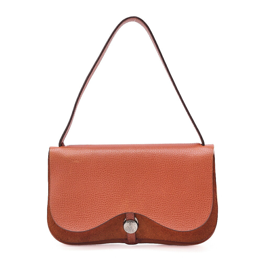 HERMES Sack Colorado PM Shoulder Bag Liege x Canvas Orange Silver-Tone Hardware, Pre-Owned