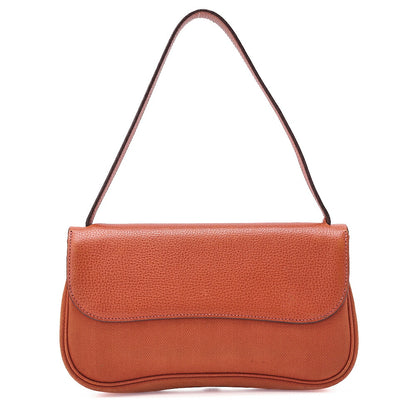 HERMES Sack Colorado PM Shoulder Bag Liege x Canvas Orange Silver-Tone Hardware, Pre-Owned