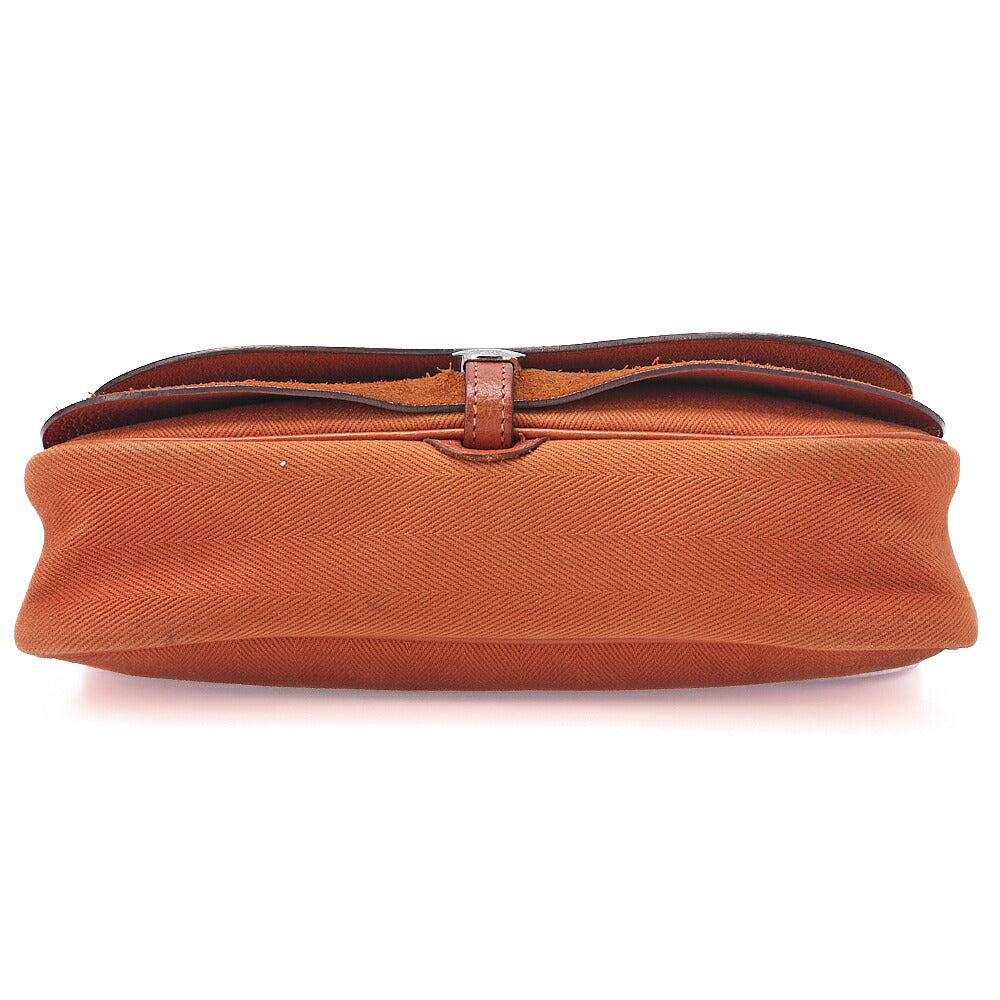 HERMES Sack Colorado PM Shoulder Bag Liege x Canvas Orange Silver-Tone Hardware, Pre-Owned
