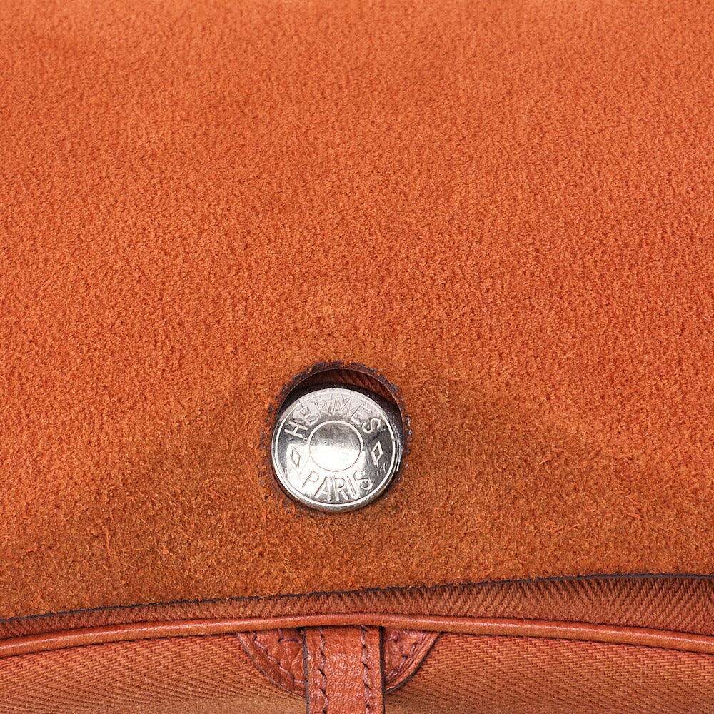 HERMES Sack Colorado PM Shoulder Bag Liege x Canvas Orange Silver-Tone Hardware, Pre-Owned