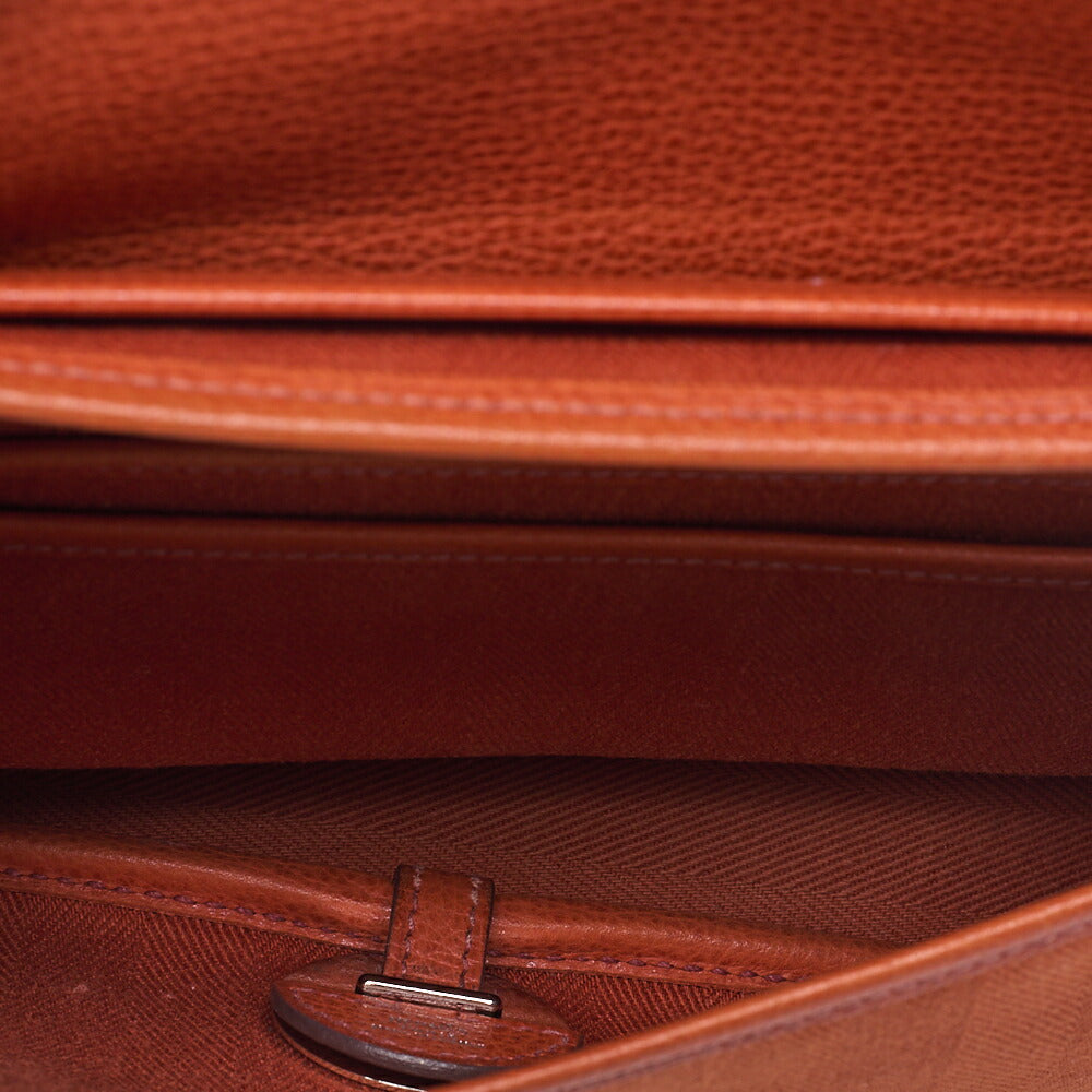 HERMES Sack Colorado PM Shoulder Bag Liege x Canvas Orange Silver-Tone Hardware, Pre-Owned