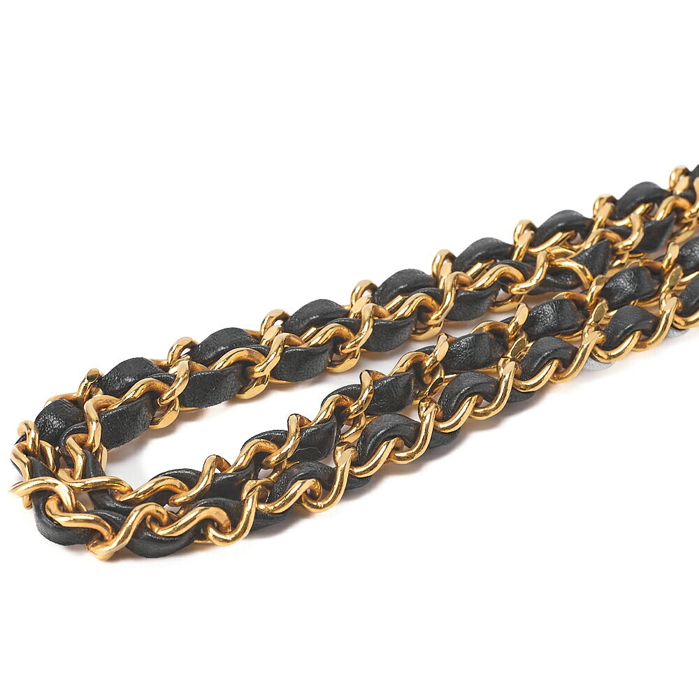 CHANEL Matelasse Half Moon Chain Shoulder Bag Lambskin Black Gold-Tone Hardware, Pre-Owned