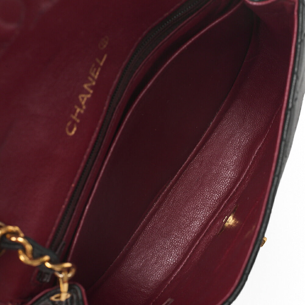 CHANEL Matelasse Half Moon Chain Shoulder Bag Lambskin Black Gold-Tone Hardware, Pre-Owned